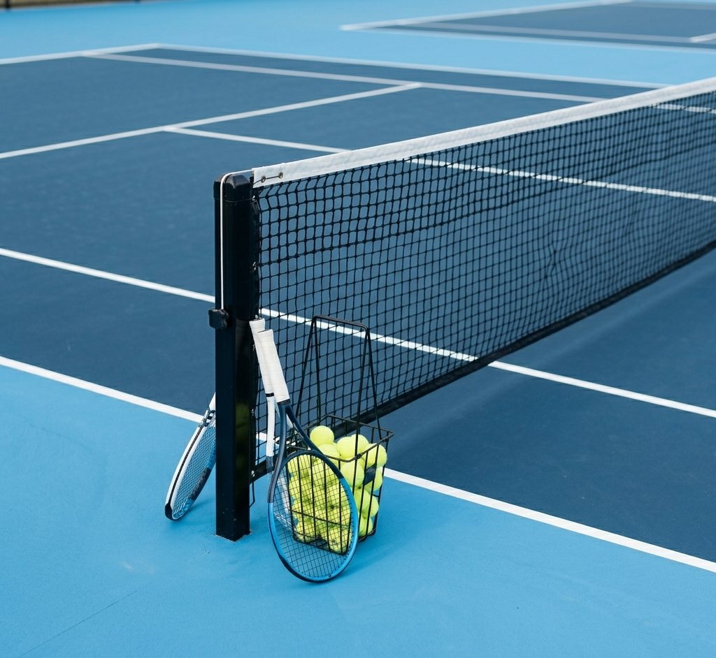 A well-kept tennis court ready to hire